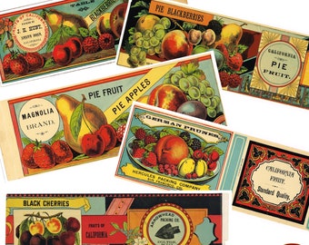 Vintage California fruit labels for tin cans crate packing prints kitchen decor cutlery pots printable labels instant download jpeg label