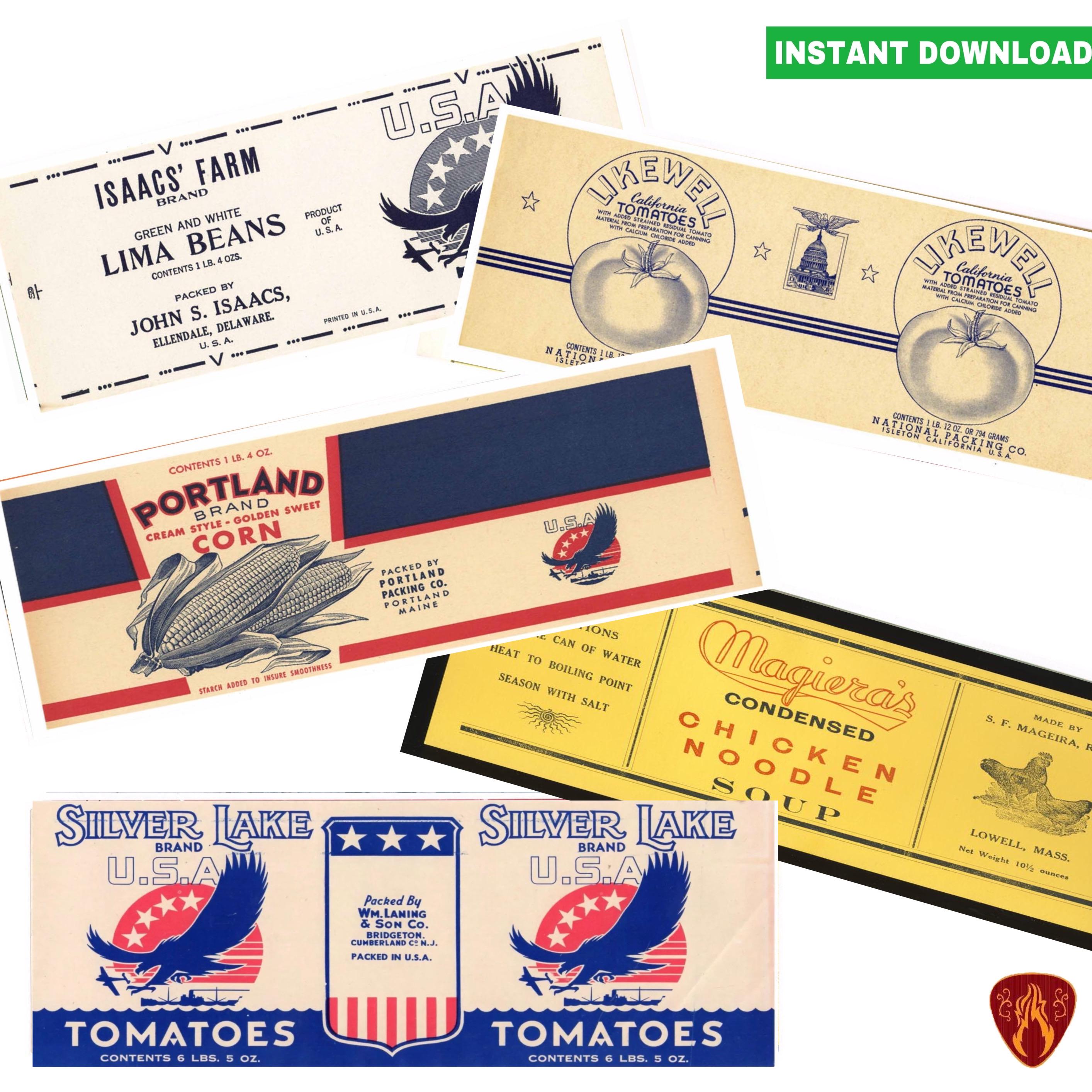 第二次世界大戦時代の缶詰ラベル、第二次世界大戦の缶詰食品、アメリカ