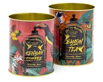 Temerity jones tin cans for cafe, restaurant tins with birds empty tins for flowers wedding table can rainforest decor bird pen pot cutl