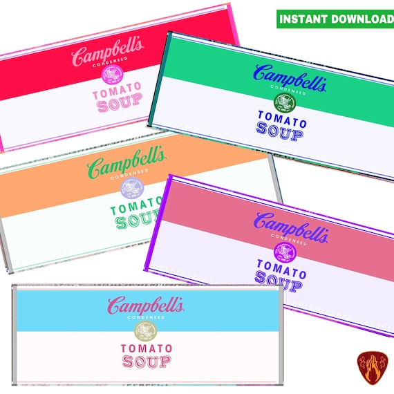 Campbells Soup Tin Can Labels Set of 5 Printable Digital Red - Etsy