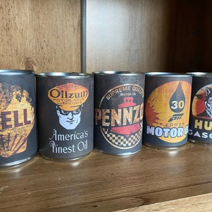 Vintage Motor oil can labels set of 5 printable digital prints instant download jpeg tin can label gasoline labels to print man cave decor image 6