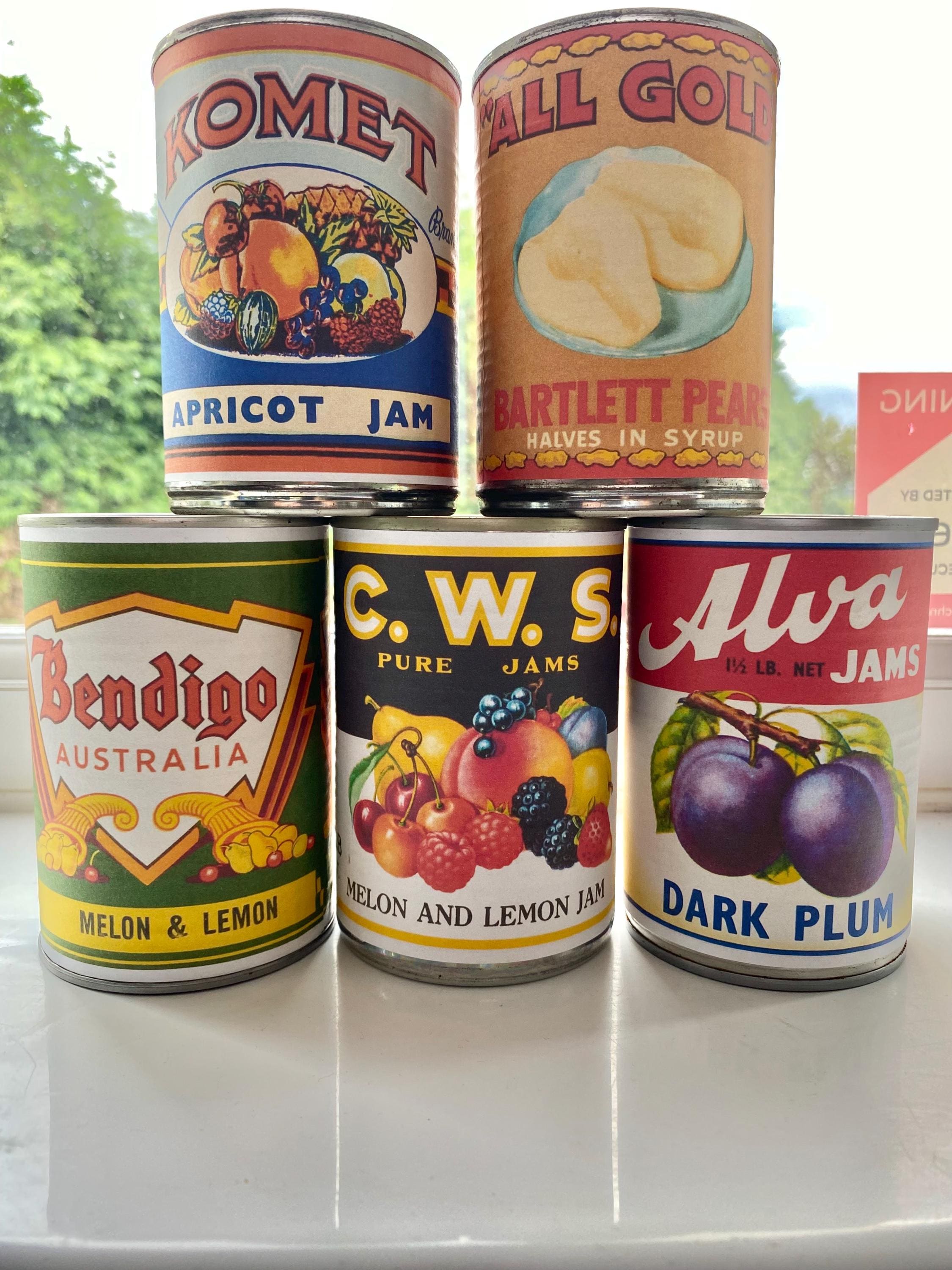 Australian Jam Labels for Tin Cans Retro Canned Jams Kitchen Decor ...