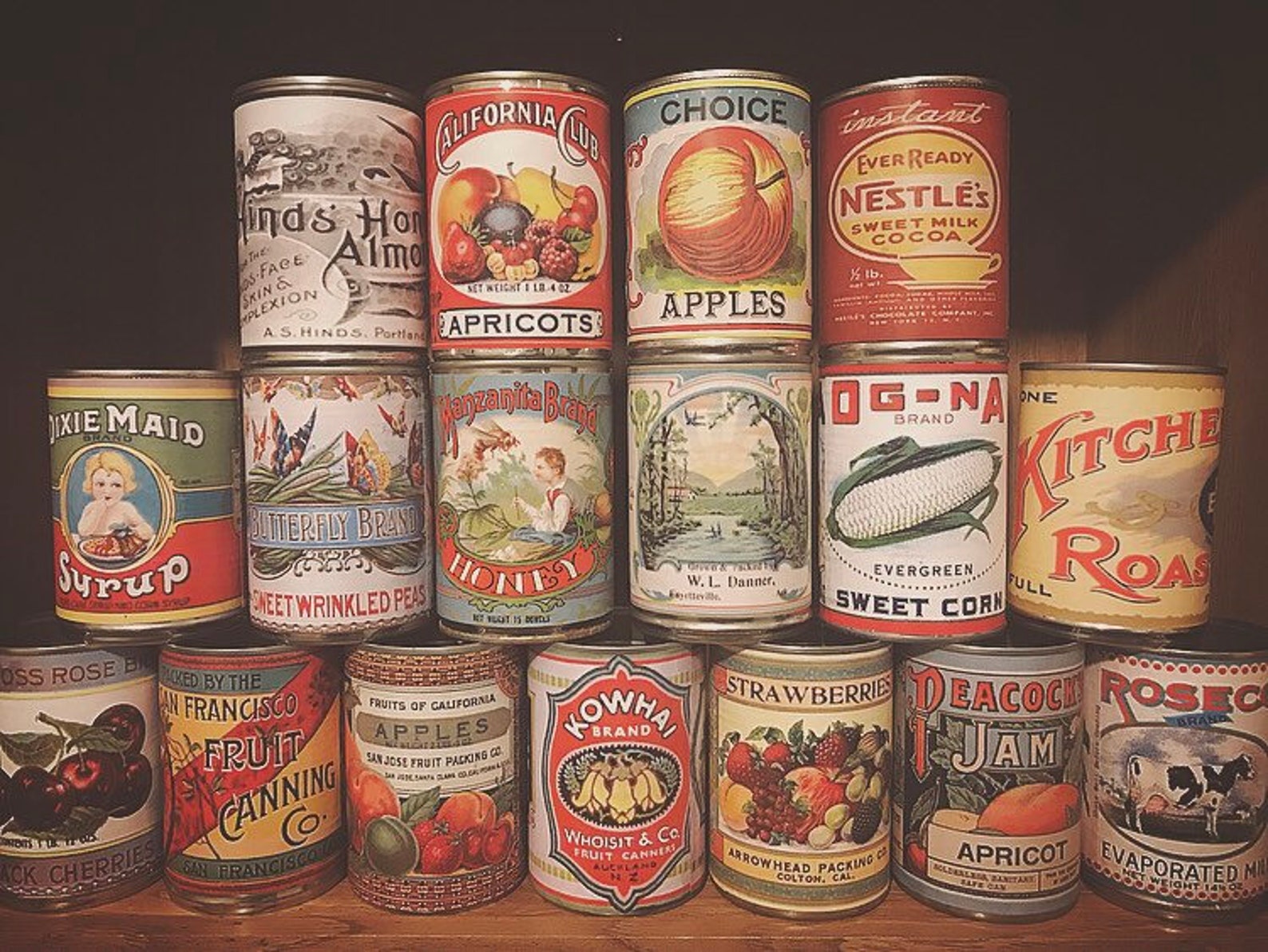 Antique food cans vintage retro style tins from 1800's 40s Etsy
