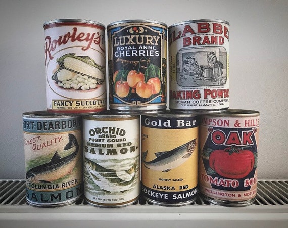 Antique Food Cans Rustic Tins Retro Tin Can Replica Display Etsy