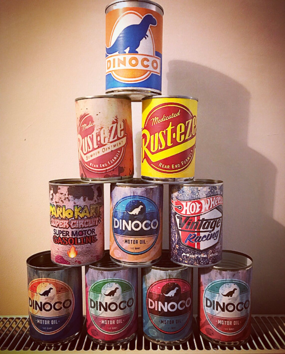 Dinoco Cars Oil Labels Rusty Oil Tin Can Race Party Themed Prints ...