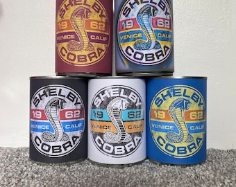 Shelby Cobra motor oil cans Replica vintage motor oil Rustic gasoline display garage oils man cave decor men’s gifts boys bedroom ideas