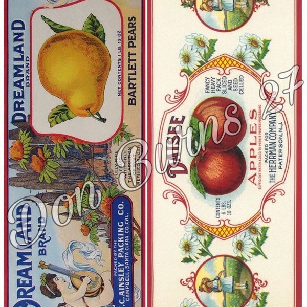10 Printable Vintage food tin can labels print fruit vegetable label canned goods kitchen decor prints wedding table centre pieces