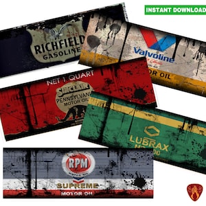 Motor oil labels to print, instant download tin can label prints for garage man cave decor oil cans vintage oil can fathers day car gifts