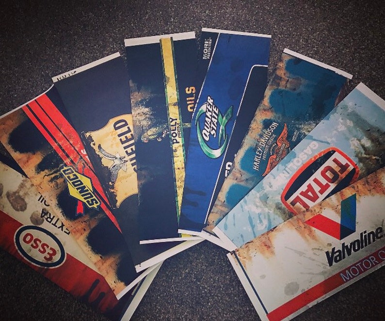 vintage motor oil labels for tin cans prints rustic petrol