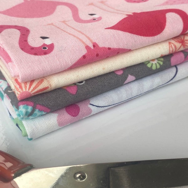 Girly Mix Flamingos Dinos - Fat Quarter Fabric Bundle