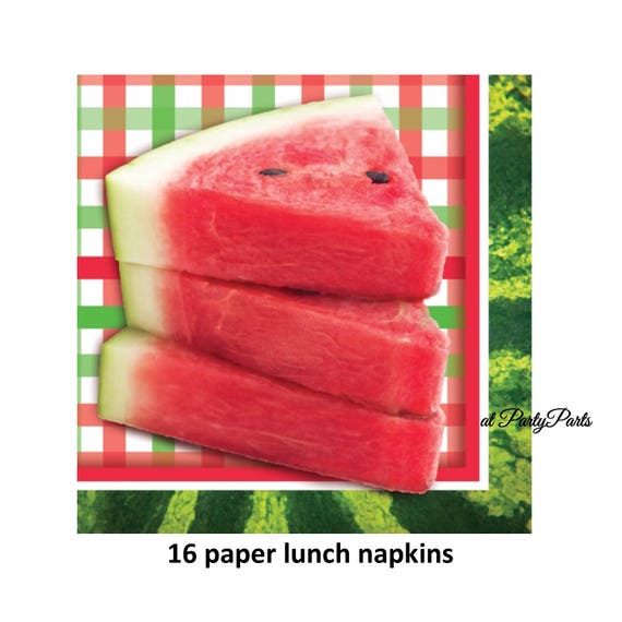 watermelon napkins, backyard bbq supplies, picnic decorations, summer fruit party decor, One in a Melon Il_570xn