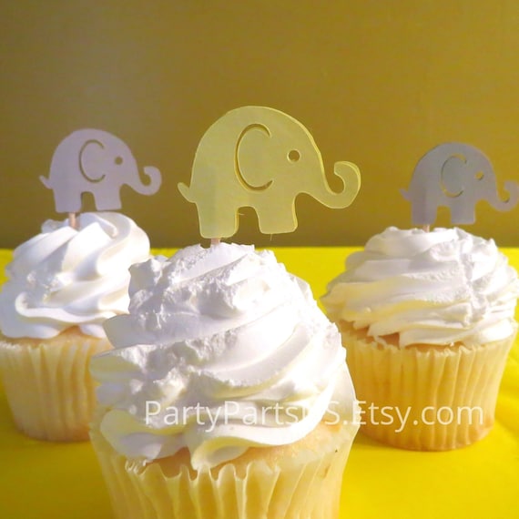 elephant baby shower cupcake picks, circus birthday party, safari animals, zoo birthday party Il_570xn