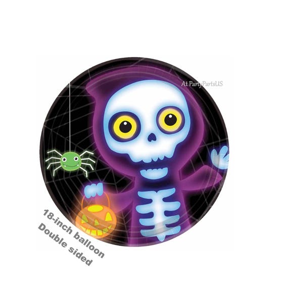 skeleton balloon, Halloween decorations, trick or treat, kid friendly, costume, spider, treating, skull, pumpkin, Jack O lantern, cute, Il_570xn
