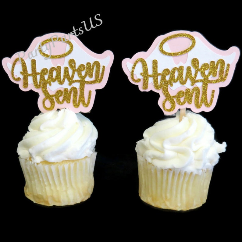 Heaven Sent Cupcake Toppers Angel Wings Cupcake Picks Etsy