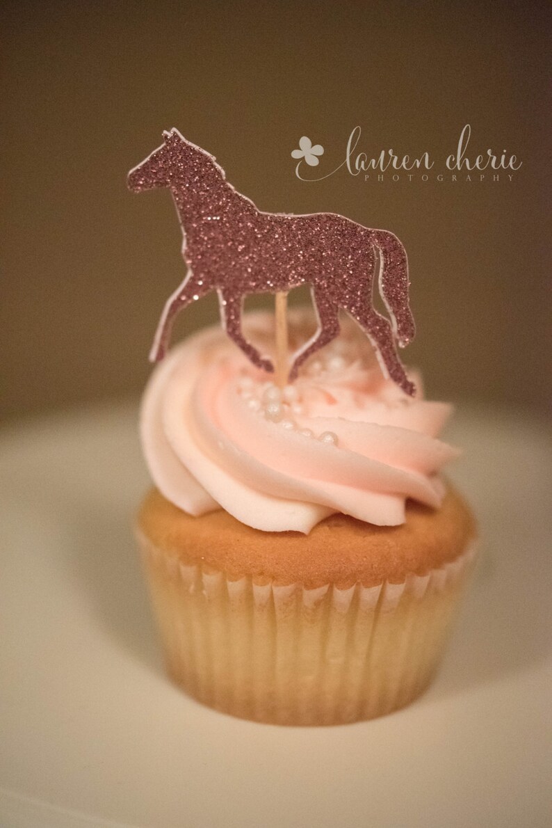 Horse Party Supplies Derby Cupcake Toppers Glitter Horses Etsy