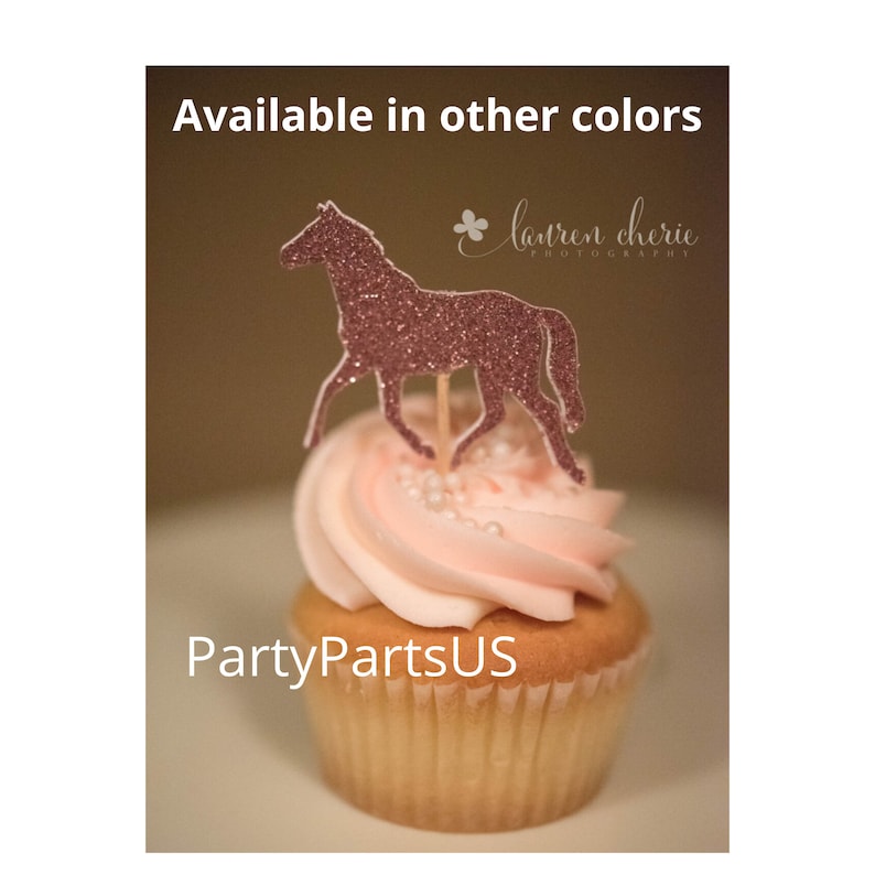 horse party supplies, derby cupcake toppers, glitter horses, cowgirl party, bridal shower, 12CT, cowboy, horseback riders, food picks 