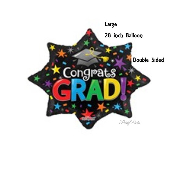 large graduation balloon, Congrats Grad, multicolor grad party decorations, Class of 2018, graduates, stars, black cap, tassel, unisex Il_570xn