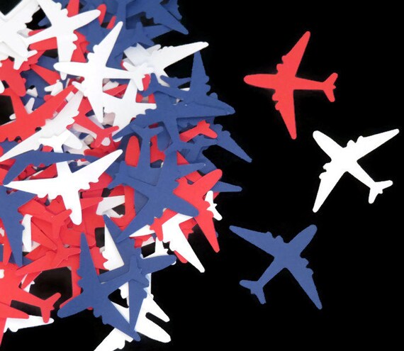 patriotic airplane confetti, military wedding, 100CT, pilot retirement party, pilots, airline, Navy, airline, flight attendant July 4th Il_570xn