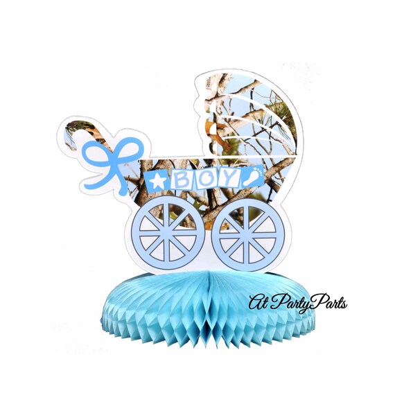 Light Blue Camo Baby Shower Centerpiece Camouflage Gender Reveal