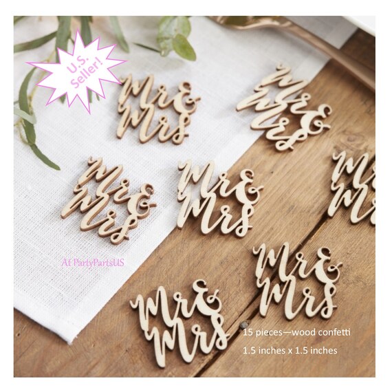 Mr And Mrs Confetti Wood Confetti Wedding Table Decorations