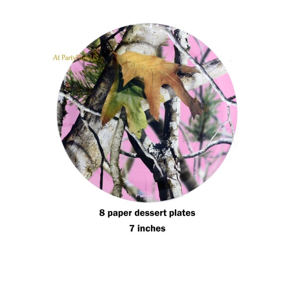 Pink Camo Dessert Plates Girls Camouflage Party Decorations Etsy