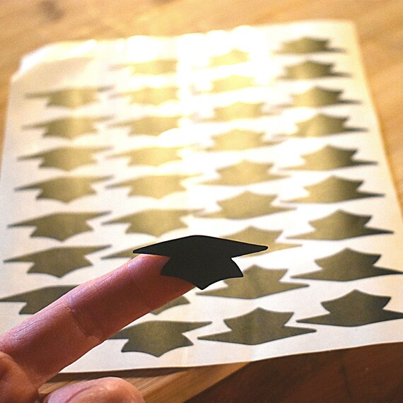 Graduation cap invitation seals thank you card envelope seal vinyl decals class of 2021 stickers black grad caps Il_570xn