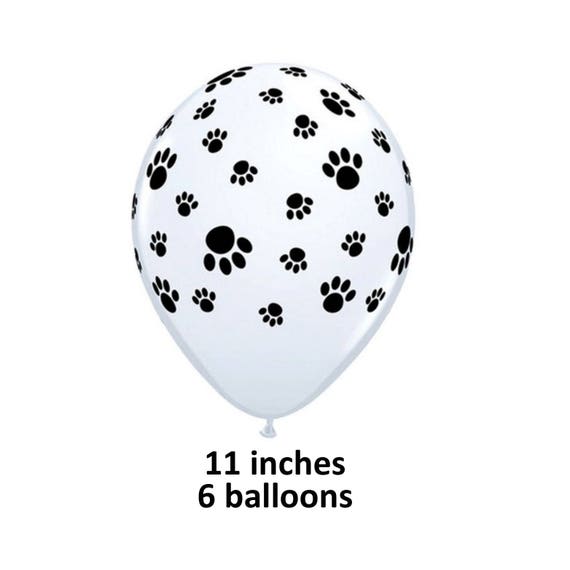 paw prints balloons, 6CT, dog party, dogs, puppies, paw patrol, print, black and white, pets birthday, decorations, latex balloons, cats Il_570xn