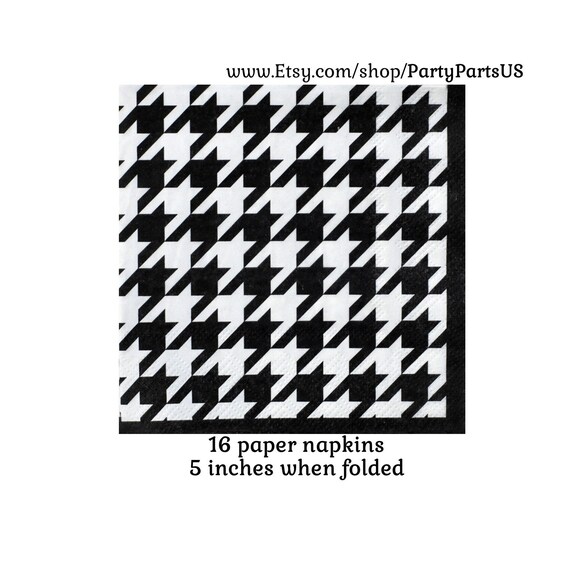 Houndstooth Beverage Napkins Tea Party Decorations Black And Etsy