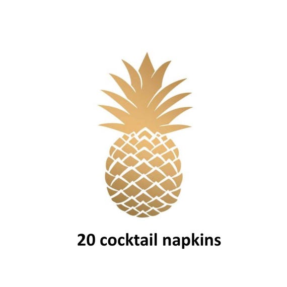 gold pineapple cocktail napkins, tropical decorations, 5 inch beverage napkins, tiki bar supplies, luau party, beach wedding, island, resort Il_570xn