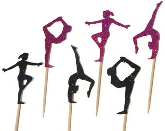 gymnastics cupcake toppers, gymnast cupcake picks, gymnastics birthday party ideas, girls sports