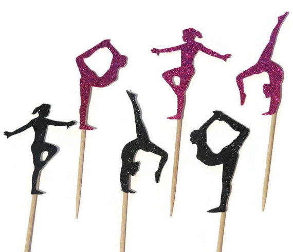 Gymnastics Cupcake Toppers Gymnast Cupcake Picks Gymnastics Etsy
