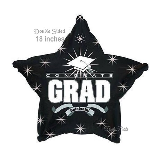 Congrats Grad Balloon Black And White Graduation Party Etsy