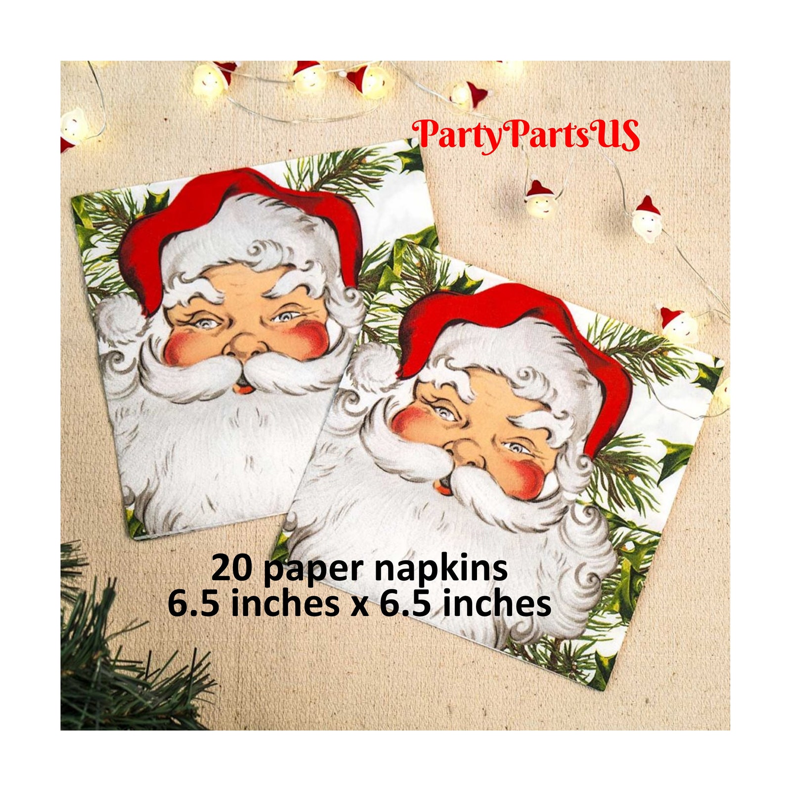 Santa napkins Christmas tableware holiday party decorations | Etsy