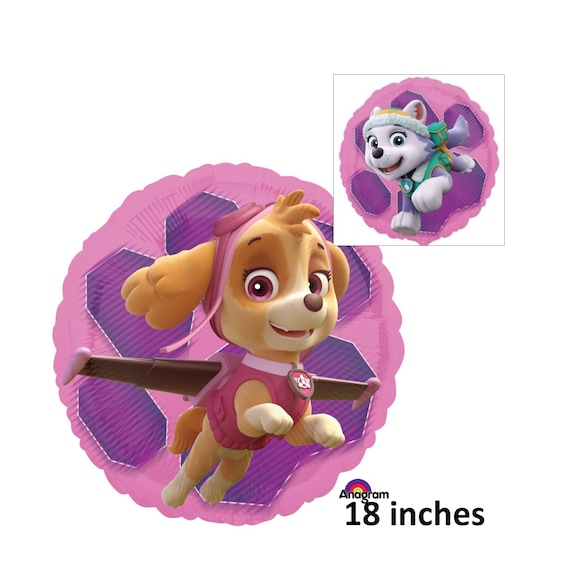 Paw Patrol Skye and Everest balloon, childrens birthday decorations, party supplies, pink, purple, girls, dogs, puppies, kids, pets, helium Il_570xn