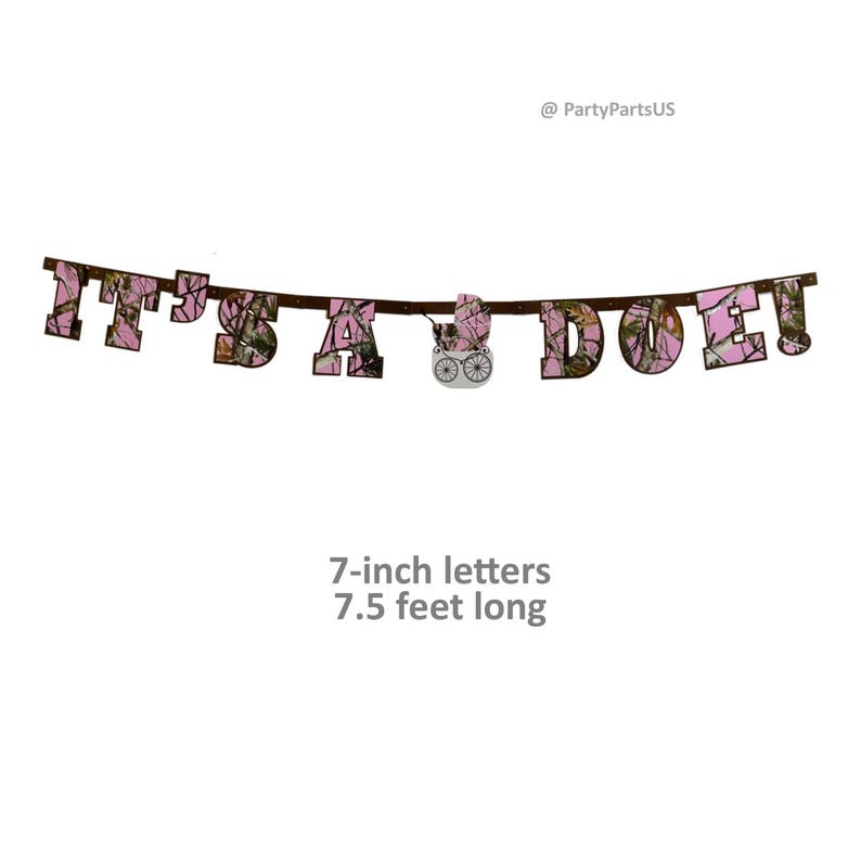 It S A Doe Banner Pink Camo Girls Baby Shower Etsy