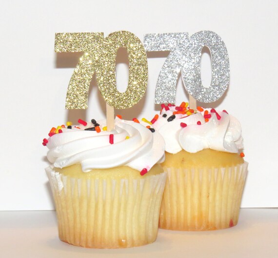 70th birthday cupcake toppers, 70 anniversary party decorations, 70 cupcake picks, 70s by