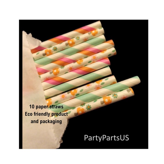 Spring floral straws mushrooms teal orange pink woodland Mothers Day tea party bridal shower baby wedding summer forest girls graduation Il_570xn
