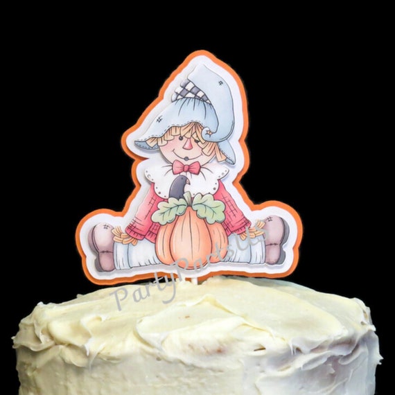 Cute Fall Cake Topper, Scarecrow Cake Topper, Halloween Party Supplies, Fall Baby Shower Ideas Il_570xn