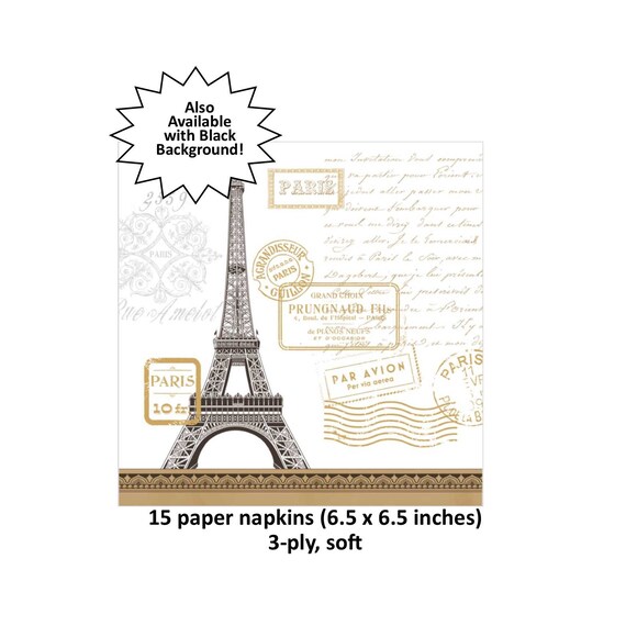 Paris Travel Napkins Eiffel Tower French Wedding Decor