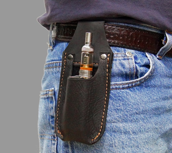 holster vapes Small Leather Vape Holster – Belt Carry E-cig Case, Compact Mods