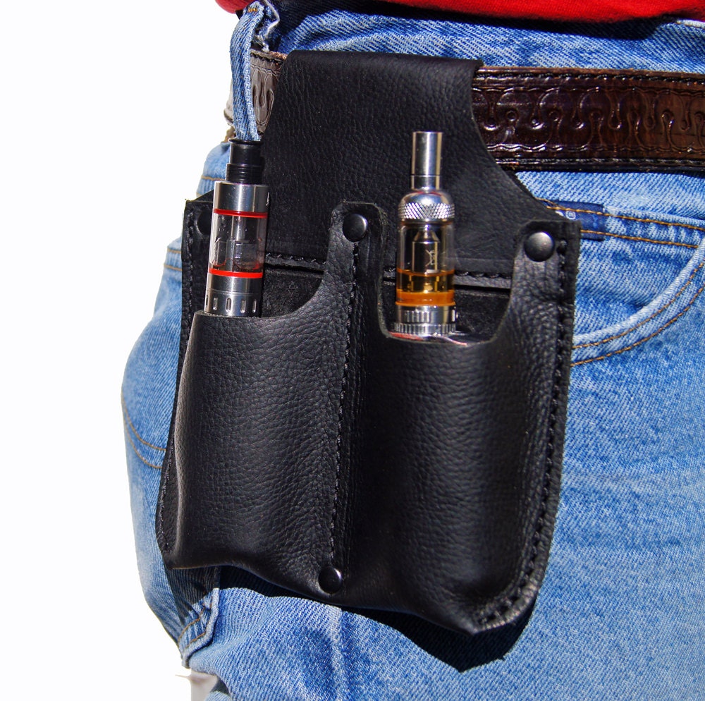 Small Leather Belt Pouch Dual Vape Case black Leather ECig Etsy
