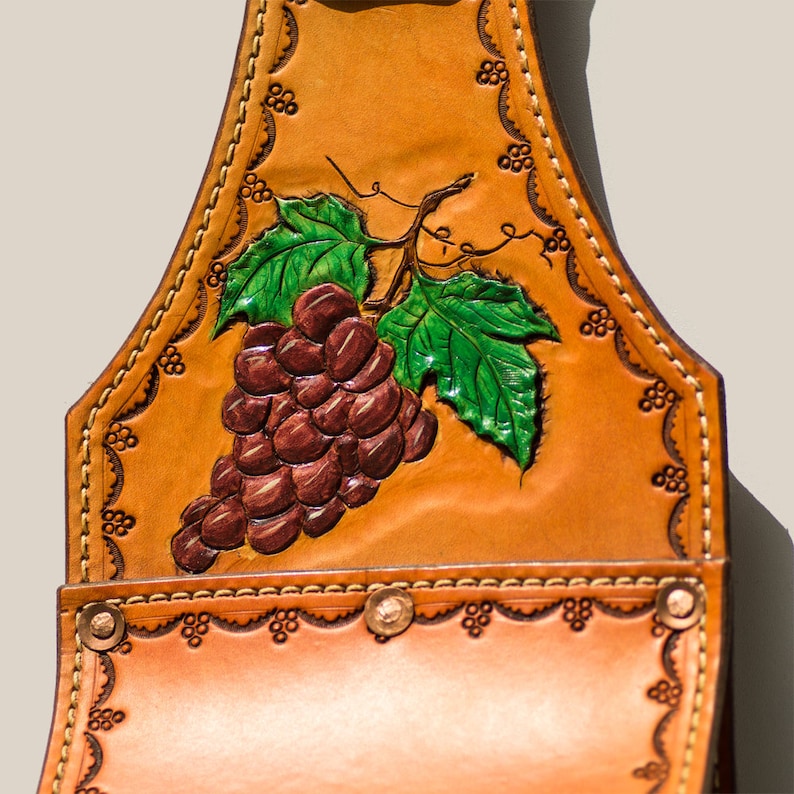 Wine Rack Wall Mounted tooled leather hanger Wall Art Storage Etsy