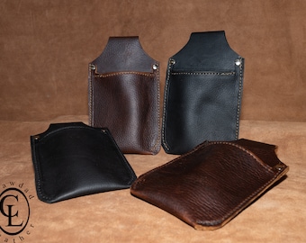Medium Leather Phone Holster – Mid‑Size Belt Carry EDC Work Case