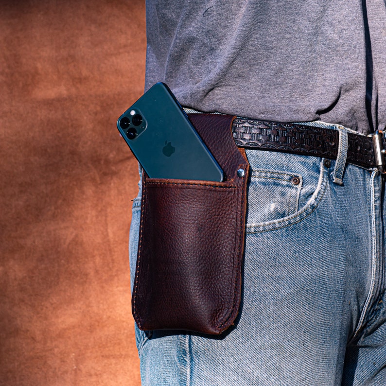 Large Leather Cell Phone Holster for Your Belt Handmade From Etsy