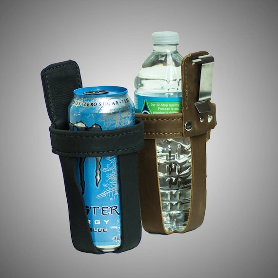 Handmade Leather Water Bottle Holder – Belt Clip Holster, Hiking Outdoor