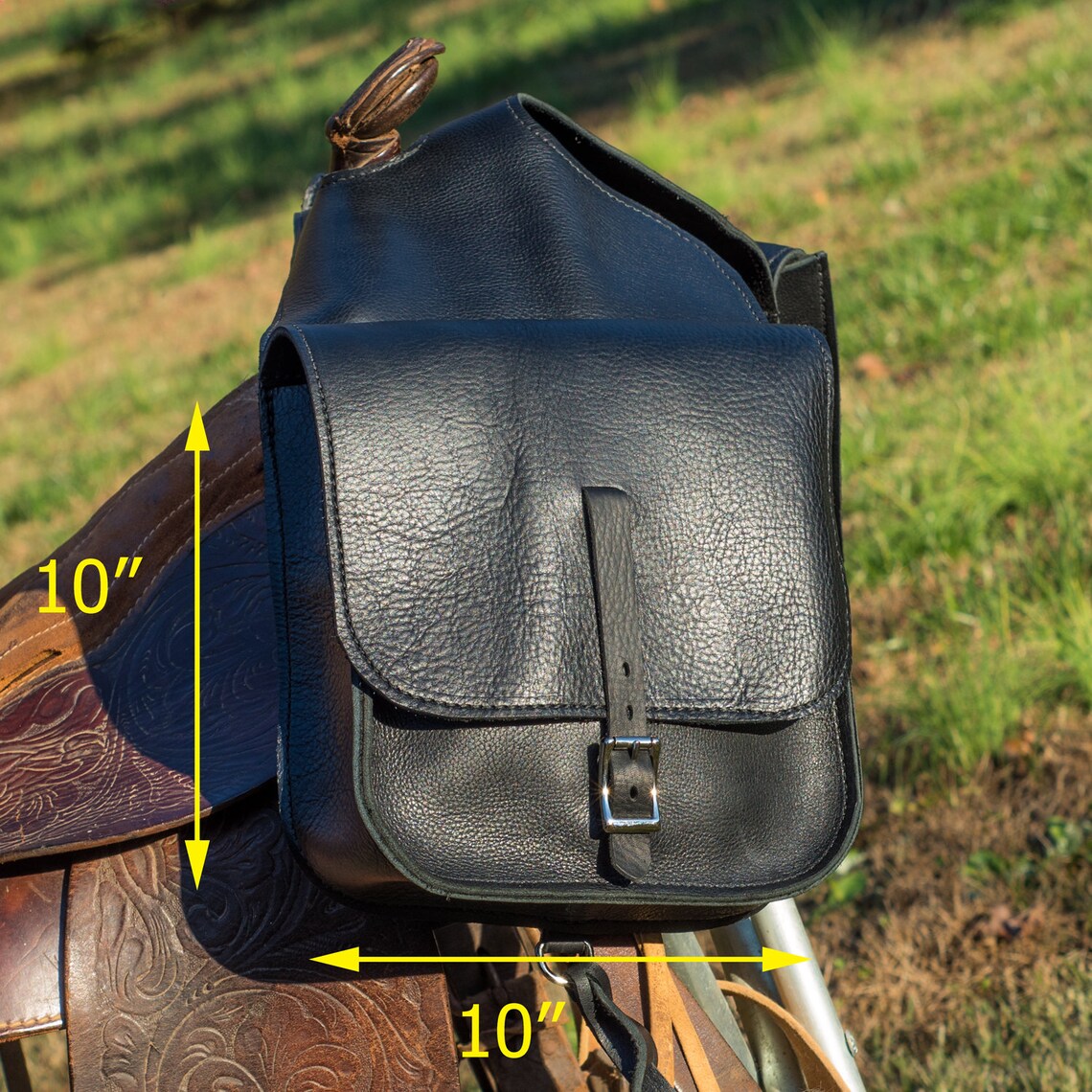 Leather Pommel Saddle Bag /saddle Bag 10 X 10 Bags Etsy