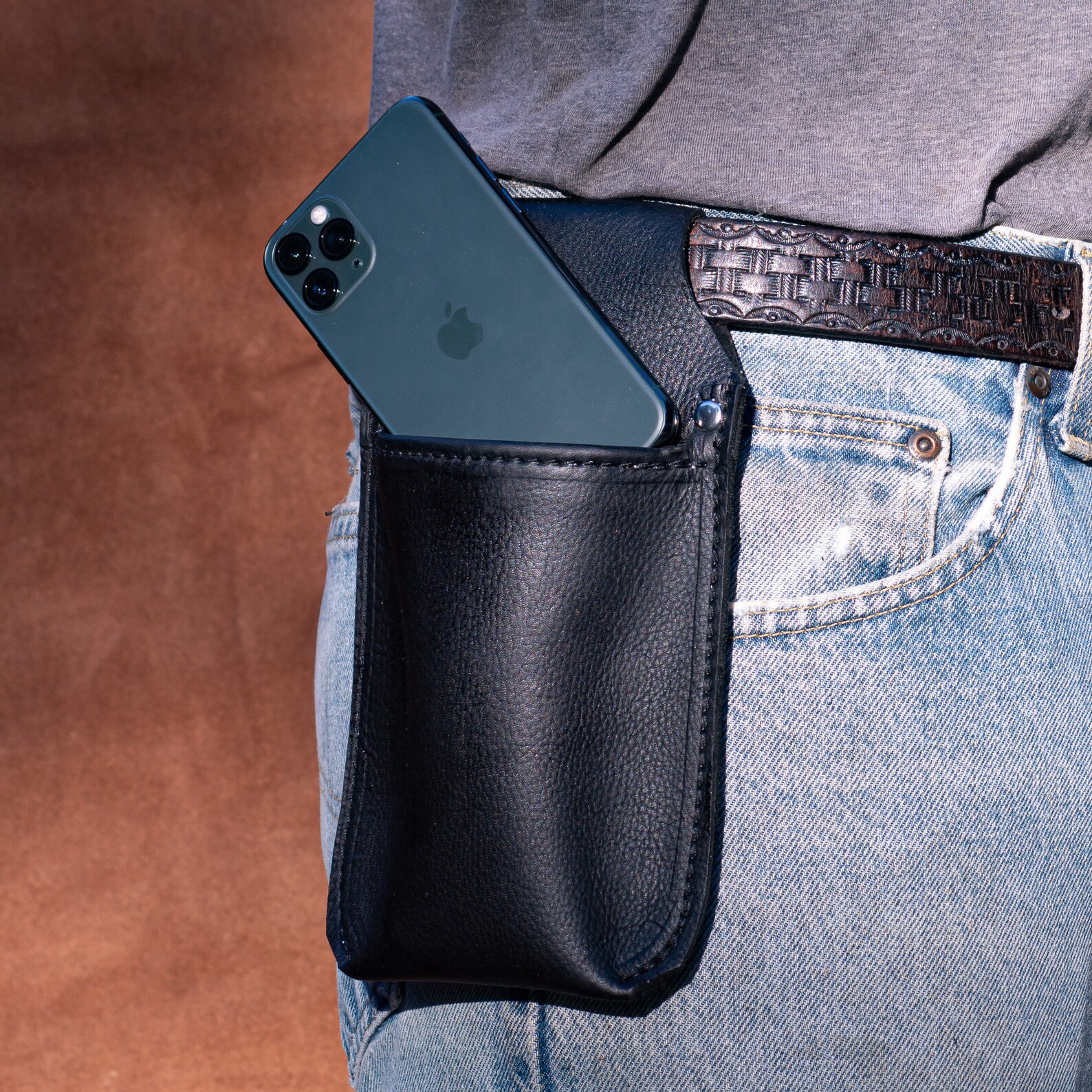 Large Leather Phone Holster – Rugged Belt Carry for Work &amp; EDC - Etsy