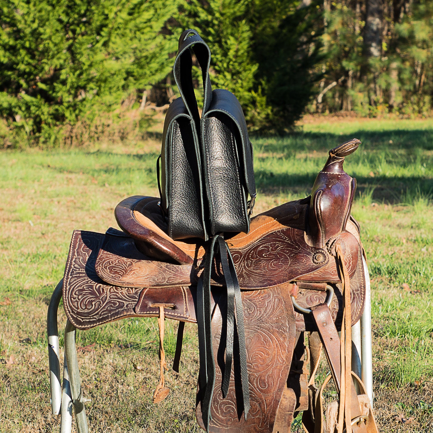 Leather Pommel Saddle Bag /saddle Bag 10 X 10 Bags Etsy