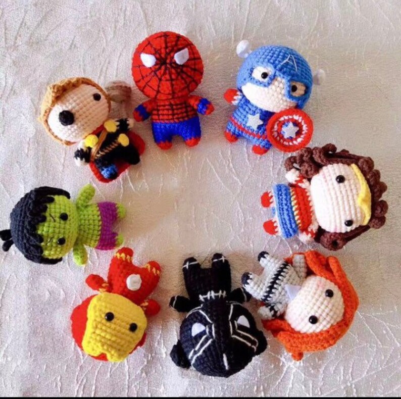 Finished Crochet Marvel Characters Keychain Etsy