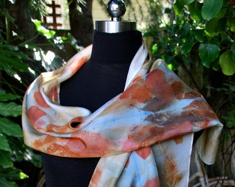 This luxury eco printed 100% habatoi silk scarf is a tribute to the beauty of nature.